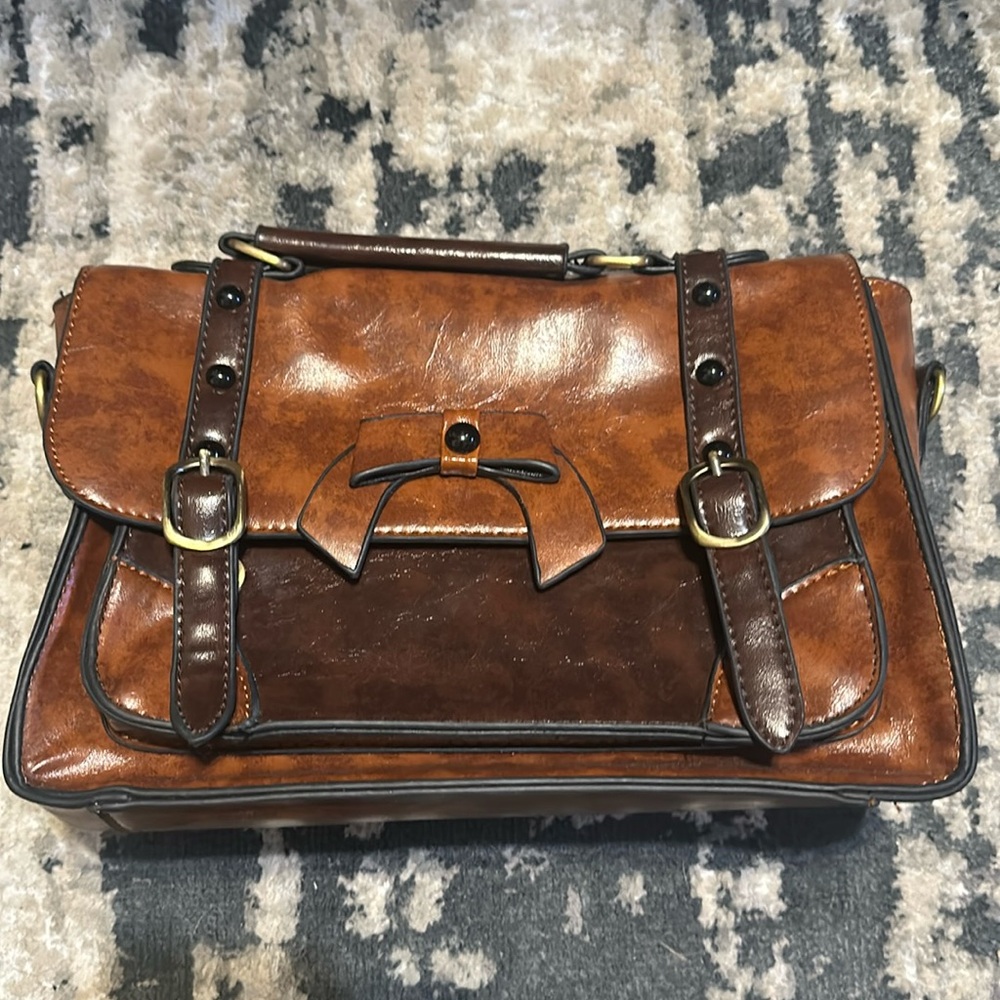 Banned Faux Vintage Style Leather Messenger bag